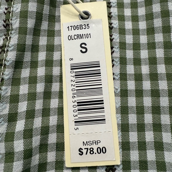 Max Studio Women’s Gingham Ruffle Sleeve Button Top Green White Check Size S NWT - Picture 9 of 9